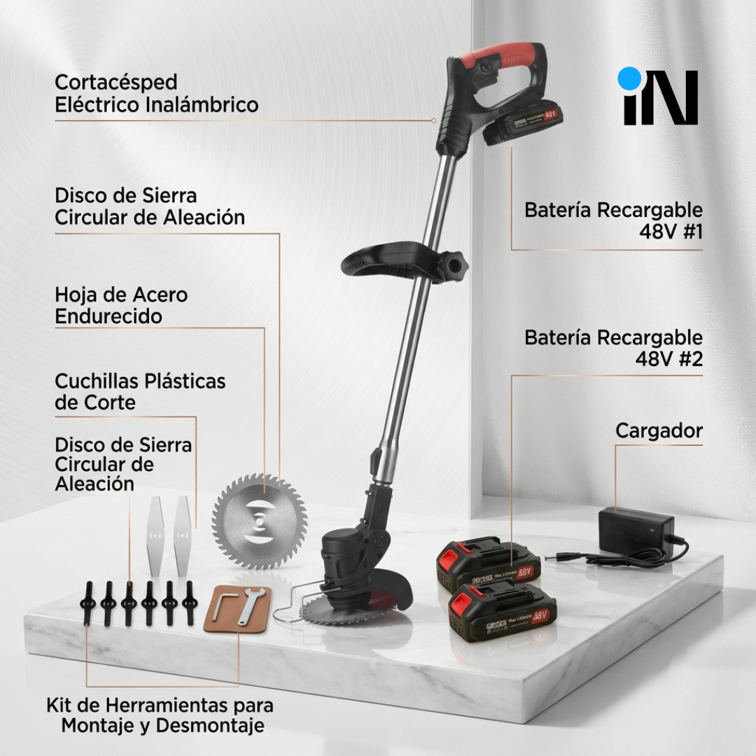 CORTA CÉSPED ELECTRICO 2 BATERIAS DE 48V