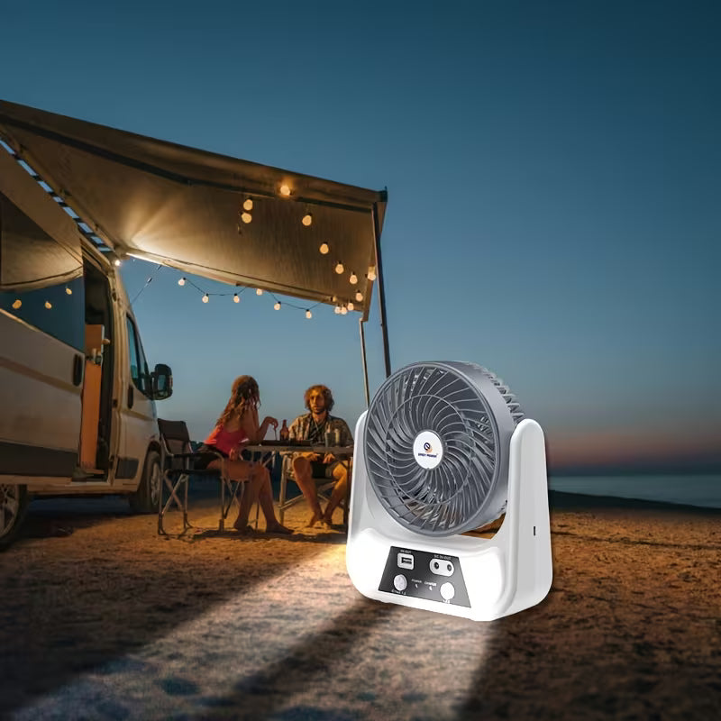 ABANICO SOLAR RECARGABLE PORTATIL 8"