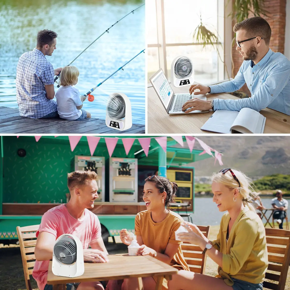 ABANICO SOLAR RECARGABLE PORTATIL 8"
