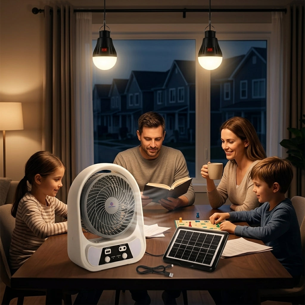 ABANICO SOLAR RECARGABLE PORTATIL 8"